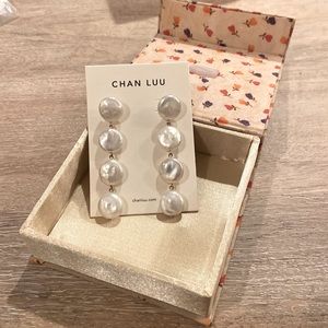 Chan Luu Four Tiered White Keshi Pearl Earrings - New